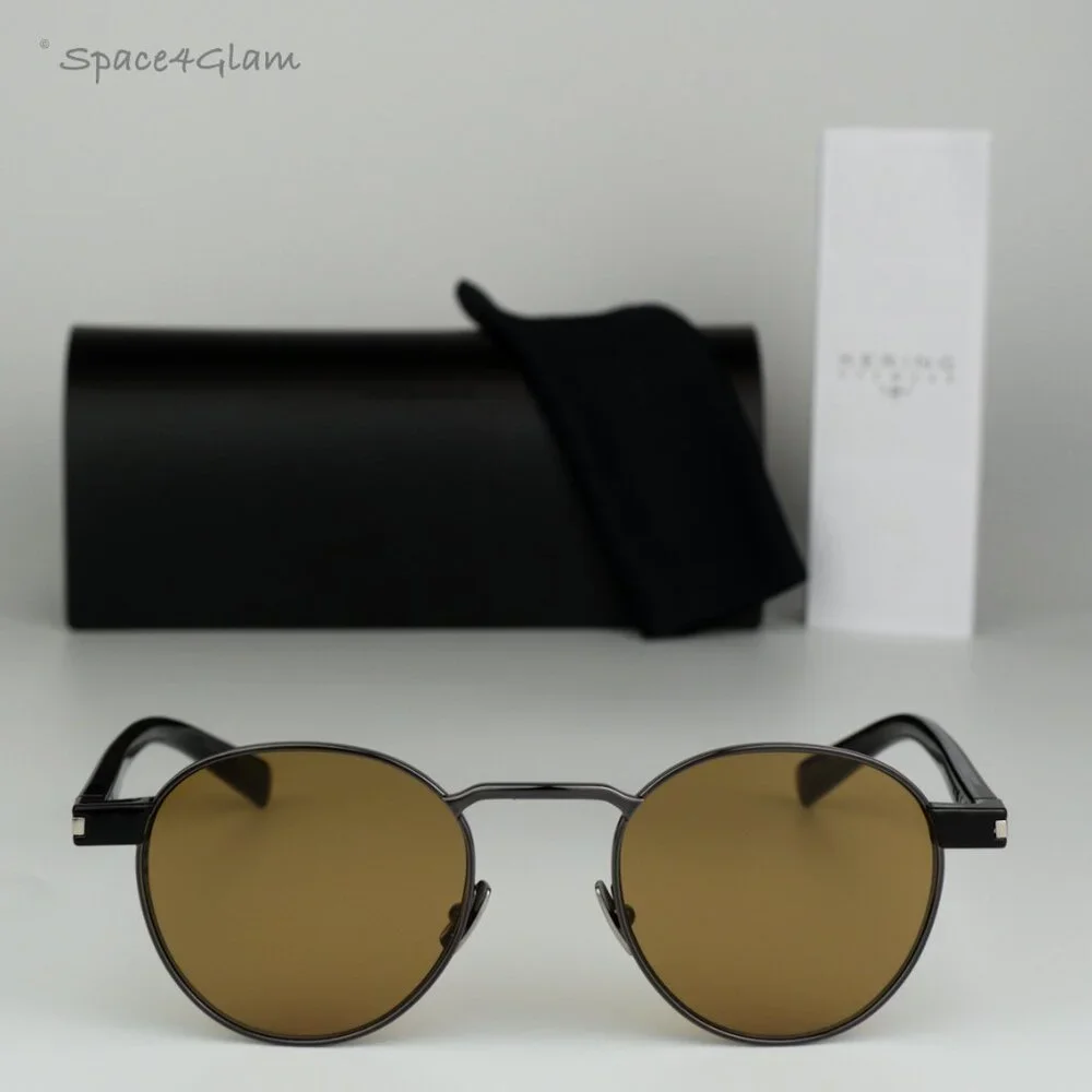 BRAND NEW Saint Laurent SL707 003 Grey Havana Nicotine Oval Unisex Sunglasses